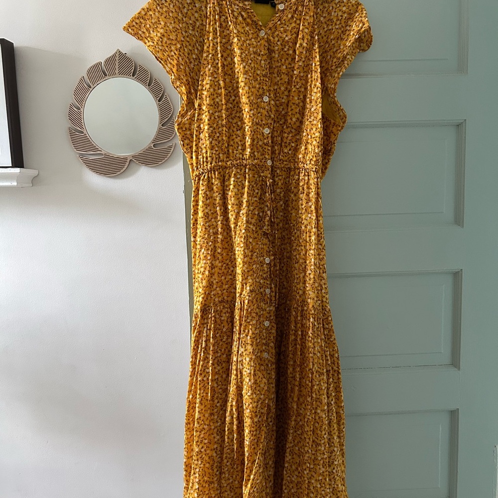 GAP Mustard Floral Midi Dress